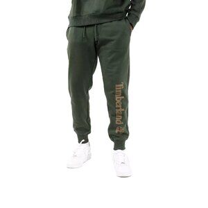 Men's Timberland Green/Wheat Linear Logo Sweatpants Large - Used